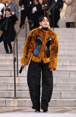 ARAYA HARGATE Arrives at Schiaparelli Haute Couture Spring-Summer 2025 Show in Paris 01/27/2025