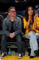 BRENDA SONG and Macaulay Culkin at NBA Game Between Boston Celtics and L.A. Lakers in Los Angeles 01/23/2025