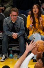 BRENDA SONG and Macaulay Culkin at NBA Game Between Boston Celtics and L.A. Lakers in Los Angeles 01/23/2025