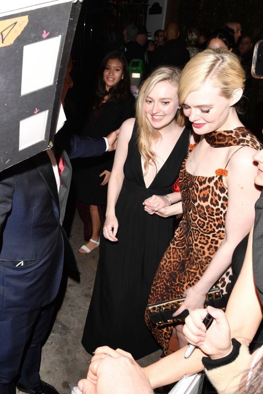 DAKOTA and ELLE FANNING Arrives at Walt Disney Company Golden Globes Afterparty in Beverly Hills 01/05/2025