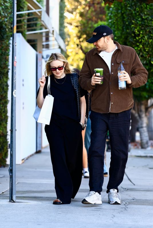 DAKOTA FANNING Out Shopping on Melrose Place with David Bernard 01/02/2025