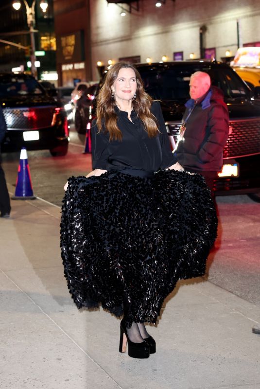 DREW BARRYMORE Arrives for Late Show with Stephen Colbert in New York City 01/28/2025