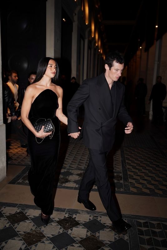 DUA LIPA and Callum Turner Celebrates Their Engagement at Costes in Paris 01/28/2025