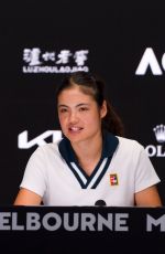 EMMA RADUCANU at Press Conference Ahead of 2025 Australian Open in Melbourne 01/10/2025