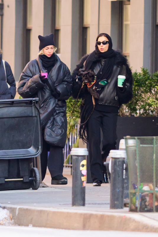 IRINA SHAYK Out with a Friend and Her Dog in New York City 01/08/2025