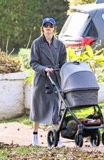 KAREN GILLAN Out with Her Newborn Daughter 01/04/2025