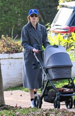 KAREN GILLAN Out with Her Newborn Daughter 01/04/2025