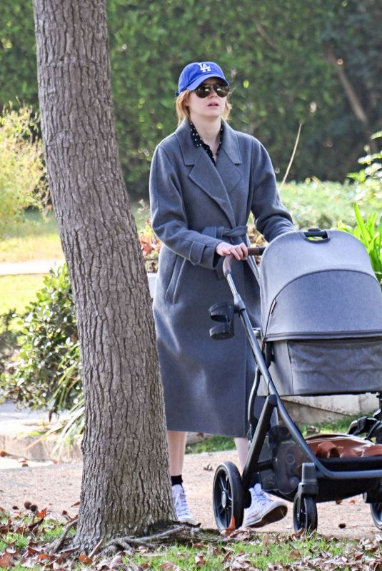 KAREN GILLAN Out with Her Newborn Daughter 01/04/2025