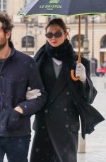 KARLIE MKLOSS and Joshua Kushner Enjoy a Romantic Rainy Stroll in Paris 01/26/2025