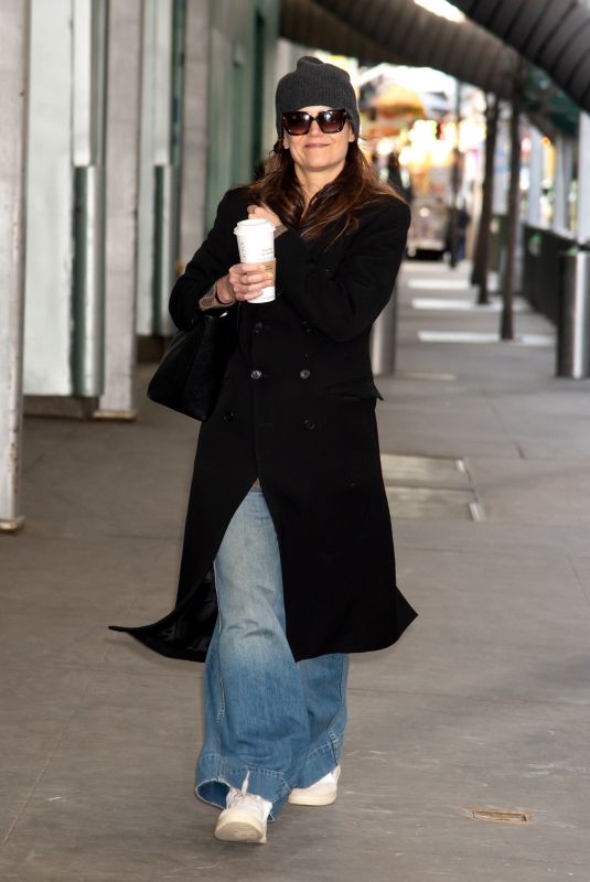 KATIE HOLMES Arrives at Our Town Matinee Performance in New York City 01/15/2025