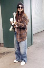 KATIE HOLMES Greeting Radio Man During an Outing in New York City 01/12/2025