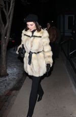 KENDALL JENNER in a Faux Coat with a Gucci Handbag Out for Dinner at Matsuhisa in Aspen 01/16/2025