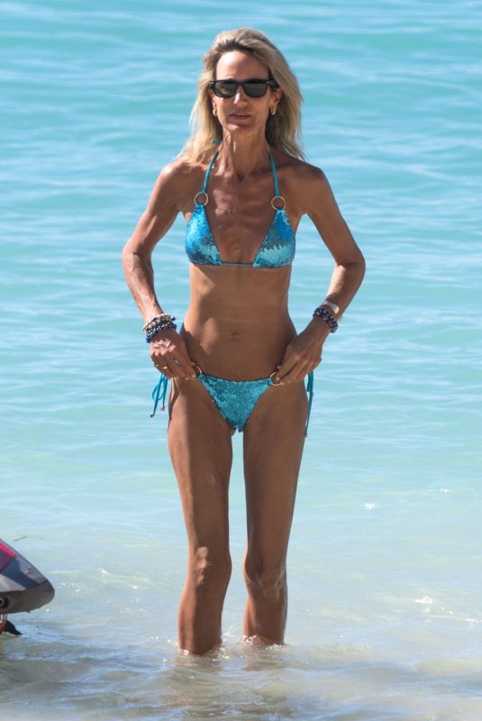 LADY VICTORIA HERVEY in a Blue Bikini at a Beach in Barbados 01/02/2025