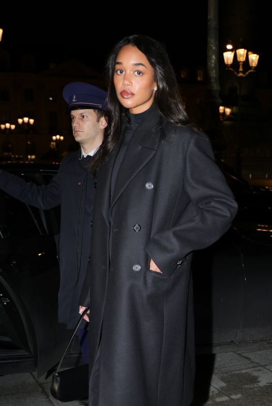 LAURA HARRIER Arrives at Place Vendome at Paris Fashion Week 01/26/2025