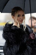 LEONIE HANNE Arrives at Elie Saab Haute Couture SS25 Show at Palais de Tokyo in Paris 01/29/2025