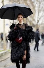 LEONIE HANNE Arrives at Elie Saab Haute Couture SS25 Show at Palais de Tokyo in Paris 01/29/2025