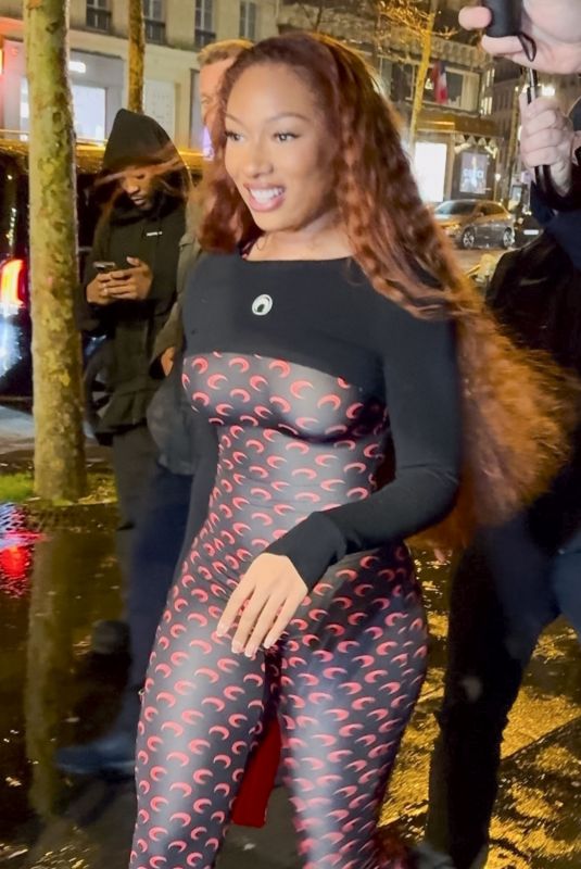MEGAN THEE STALLION Out at Paris Fashion Week 01/27/2025