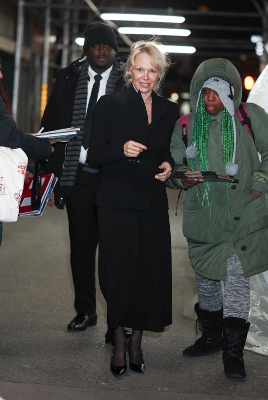 PAMELA ANDERSON Arrives at a Q&A for The Last Showgirl at AMC in New York 01/08/2025