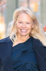PAMELA ANDERSON Out on Hudson Square in New York City 01/07/2025