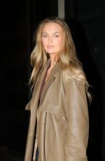 ROMEE STRIJD in a Cream Brown Leather Coat Arrives at Costes in Paris 01/29/2025