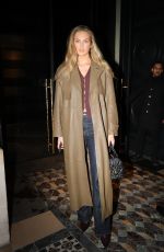 ROMEE STRIJD in a Cream Brown Leather Coat Arrives at Costes in Paris 01/29/2025