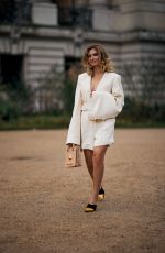 XENIA ADONTS Arrives at Schiaparelli Haute Couture Spring-Summer 2025 Show at Paris Fashion Week 01/27/2025
