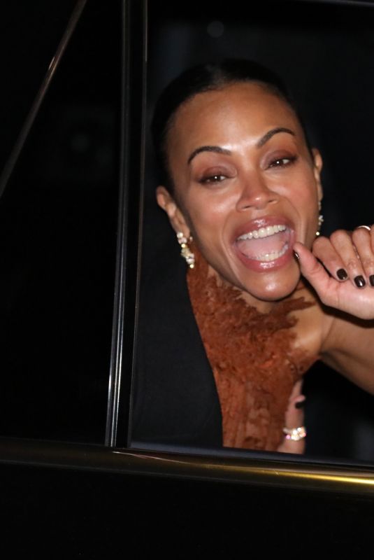 ZOE SALDANA Arrives at UTA Golden Globes Afterparty in Beverly Hills 01/05/2025