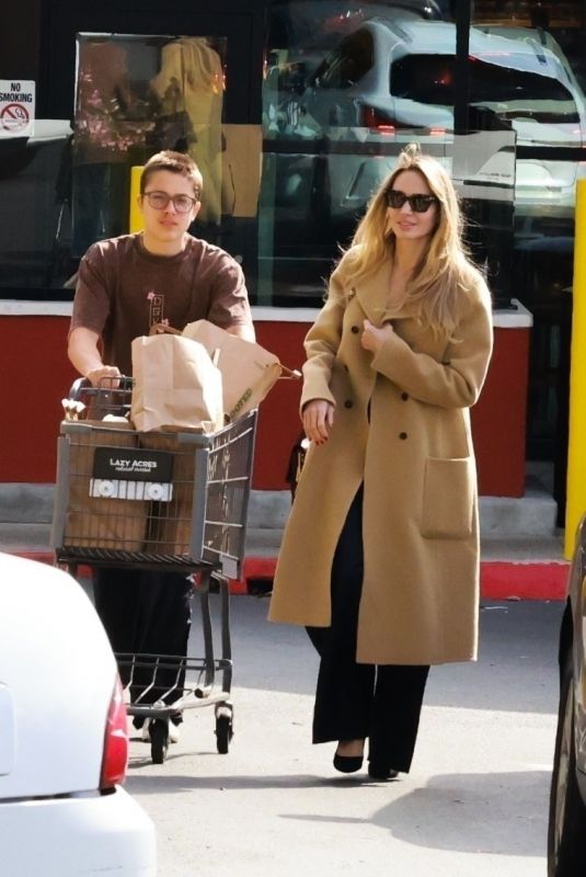 ANGELINA JOLIE Out Shopping with Her Son at Lazy Acres in Los Feliz 02/08/2025