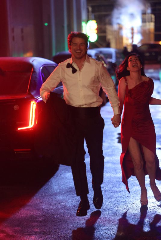 ANNE HATHAWAY and Josh Hartnett on the Set of Verity in New York City 02/26/2025