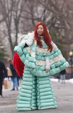 AWKWAFINA on the Set of The Man with the Bag in Central Park in New York 02/20/2025