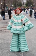 AWKWAFINA on the Set of The Man with the Bag in Central Park in New York 02/20/2025