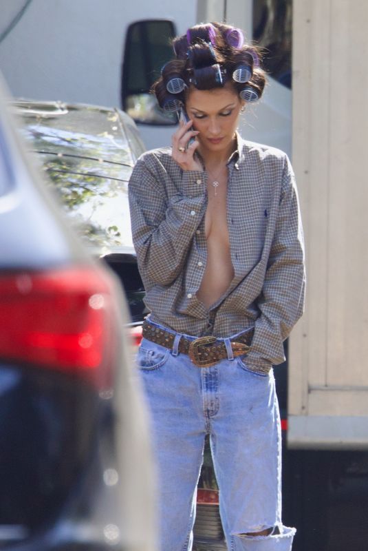 BELLA HADID on the Set of a Photoshoot in Beverly Hills 02/22/2025