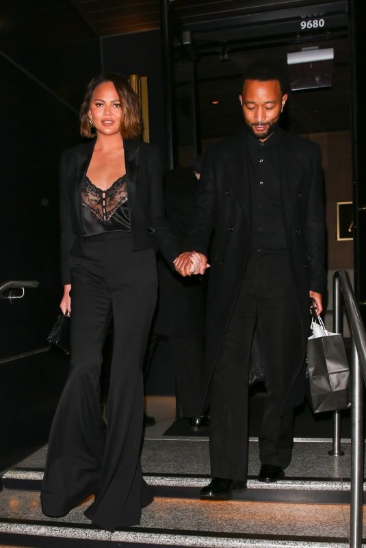 CHRISSY TEIGEN and John Legend Leaves Steak 48 Restaurant in Beverly Hills 02/04/2025