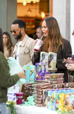 CHRISSY TEIGEN and John Legend Selling Cookies with Kids in Beverly Hills 02/08/2025