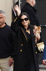DEMI MOORE Arrives at Jimmy Kimmel Live with Her Dog in Hollywood 02/04/2025