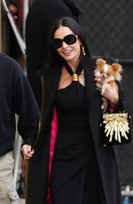 DEMI MOORE Arrives at Jimmy Kimmel Live with Her Dog in Hollywood 02/04/2025