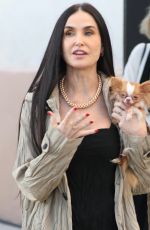 DEMI MOORE Out with Her Dog Pilaf in Santa Barbara 02/09/2025