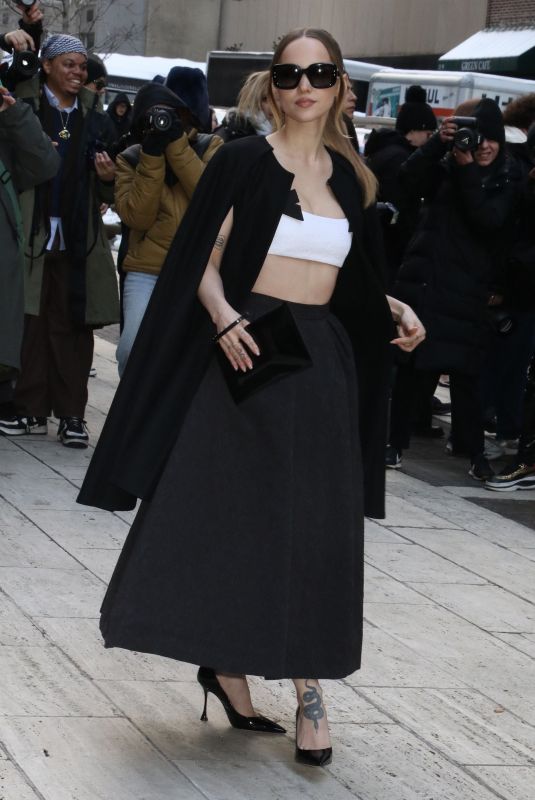 DOVE CAMERON Arrives at Carolina Herrera Fashion Show in New York 02/10/2025