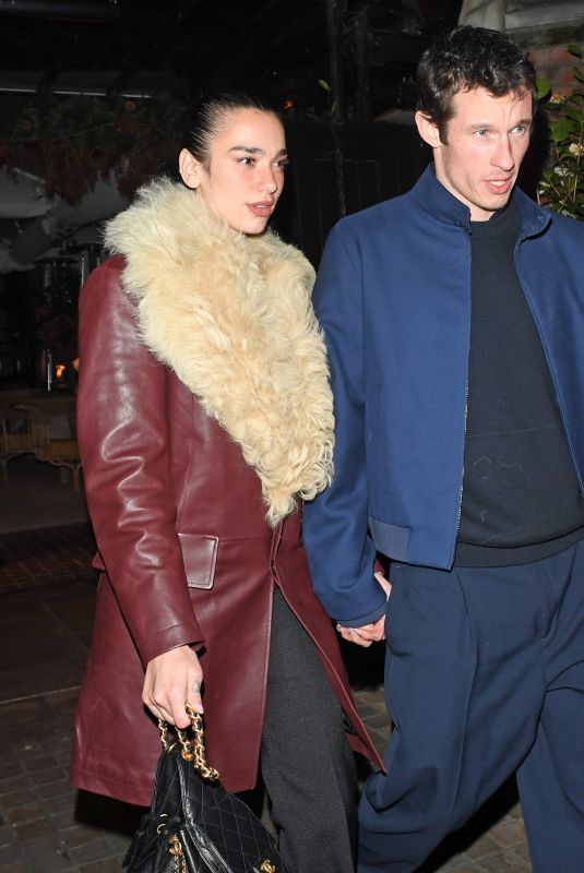 DUA LIPA and Callum Turner Arrives at Chiltern Firehouse in London 02/12/2025