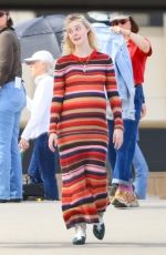 ELLE FANNING on the Set of Apple TV+ Series Margot