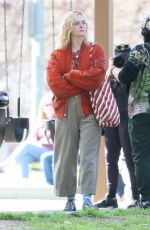 ELLE FANNING on the Set of Margo