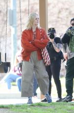 ELLE FANNING on the Set of Margo