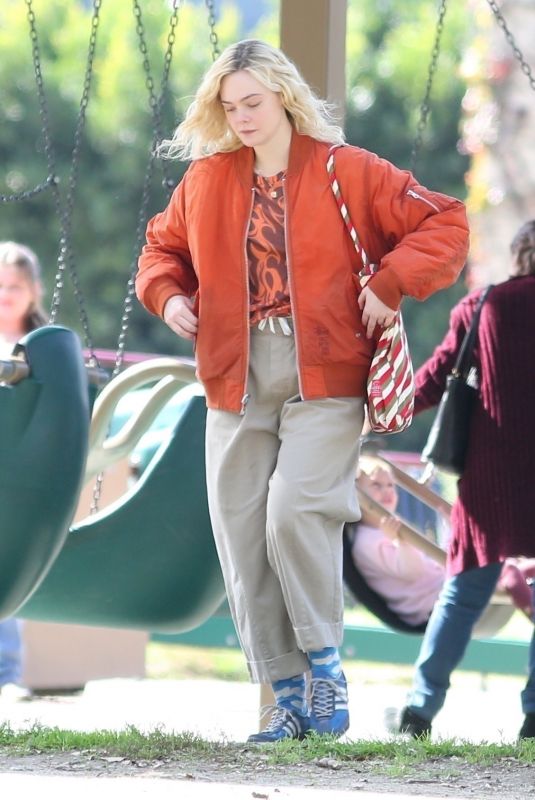 ELLE FANNING on the Set of Margo’s Got Money Troubles in Los Angeles 02/18/2025