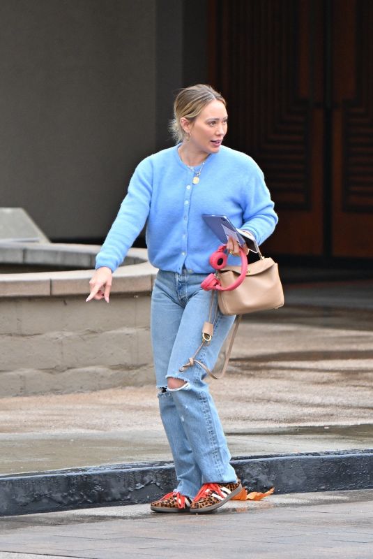 HILARY DUFF Arrives at The Front Yard Restaurant in Studio City 02/12/2025