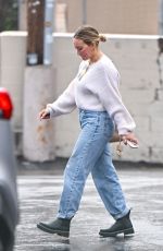 HILARY DUFF Out on Rainy Streets in Los Angeles 02/05/2025