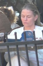 JENNIFER MORRISON Enjoys a Quiet Lunch while Reading in Los Angeles 02/01/2025