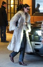 KENDALL JENNER Out in a Fur Jacket for a Dinner at Little Nell