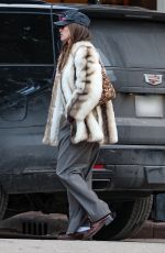 KENDALL JENNER Out in a Fur Jacket for a Dinner at Little Nell