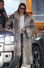 KENDALL JENNER Out in a Fur Jacket for a Dinner at Little Nell