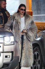 KENDALL JENNER Out in a Fur Jacket for a Dinner at Little Nell